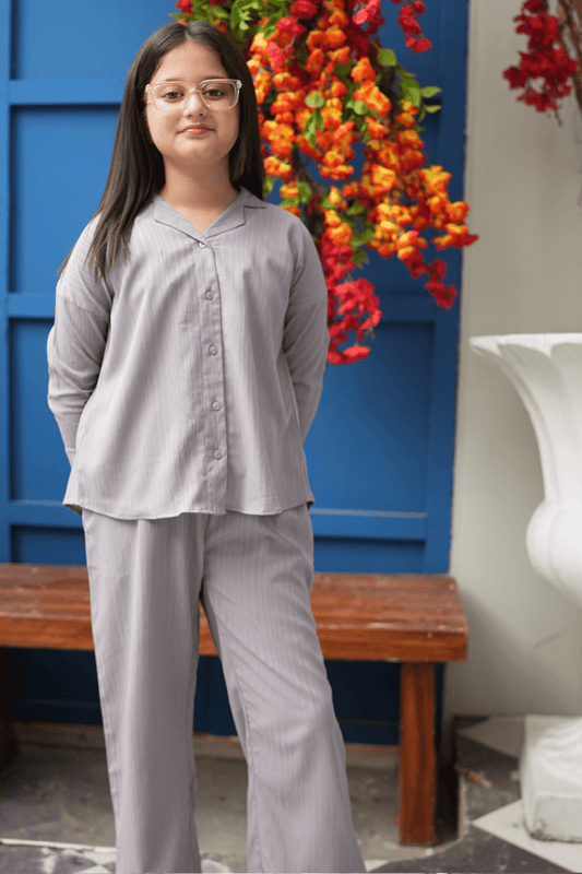 Grey Drop Shoulder CO-ORD Set
