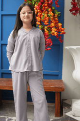Grey Drop Shoulder CO-ORD Set