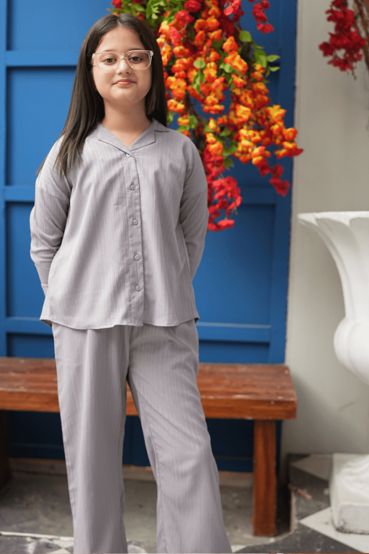 Grey Drop Shoulder CO-ORD Set
